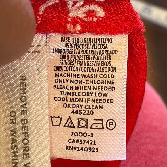 NWT Loft Linen Blend Pull On Elastic Waist Embroidered Shorts W/Tassel Ties XL - Picture 10 of 12